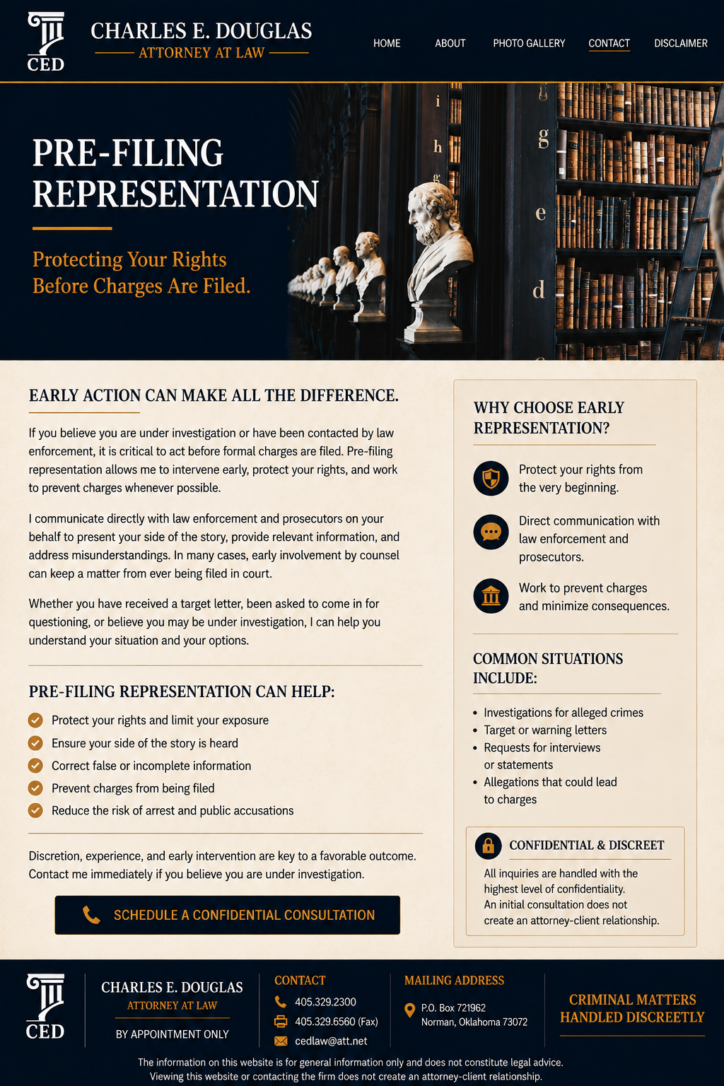 Approved Pre-Filing Representation page